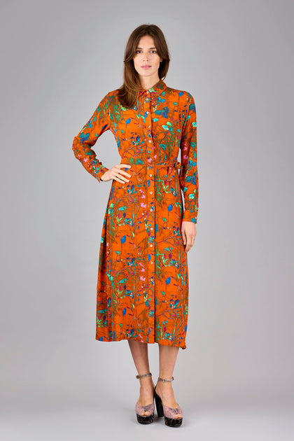 Hatsu new silk crepe de cheap chine shirt dress