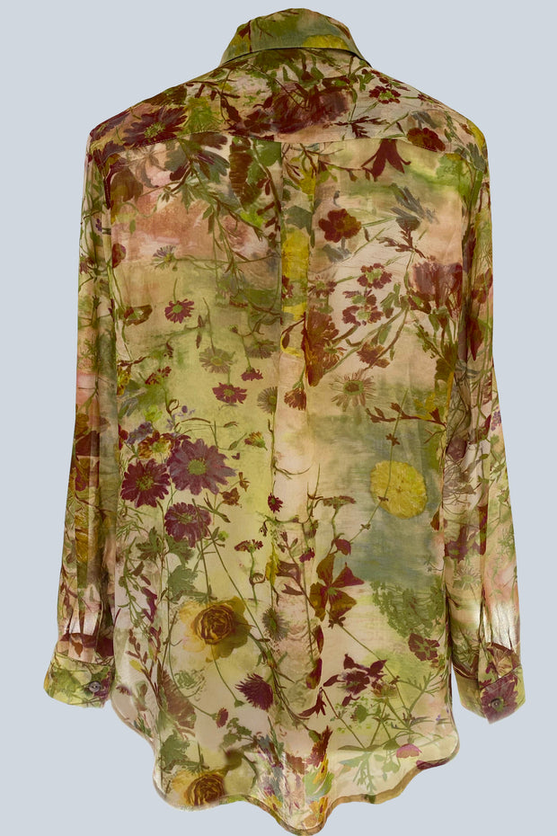 Concordia Damask Gold Silk Georgette Shirt