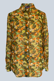 Concordia Petal Smudge Rust /Green Silk Georgette Shirt