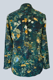 Concordia Nasturtium Tangle Teal Silk Crêpe de Chine Shirt