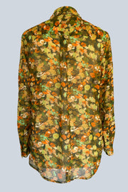 Concordia Petal Smudge Rust /Green Silk Georgette Shirt