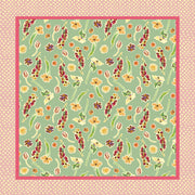 Spriggy Flowers Green 100% Silk Crepe de Chine 68cm Square