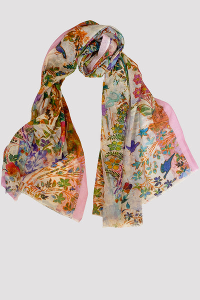 Indian Garden Pink 100% Cotton Scarf