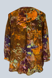 Luna Swirling Leaves Silk Crepe de Chine Tunic Shirt