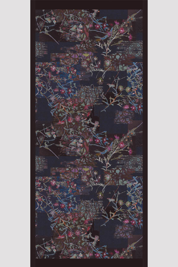 Wildwood Patch Plum Wool Silk Scarf