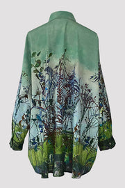 Aphaea Wild Twigs Green Crepe de Chine Shirt